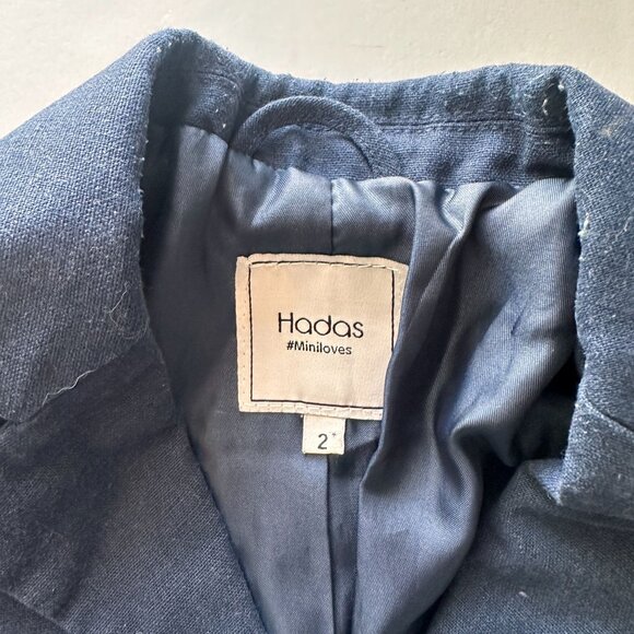 Hadas Navy Blue Toddler Boy's Formal Jacket Blazer Size 2 Linen & Cotton Blend - Picture 2 of 5